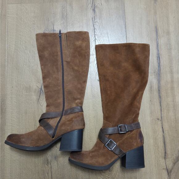 NWOB B.O.C. Dakota Tall Knee High Block Heel Distressed Suede Riding Boots  9.5 - Picture 3 of 9